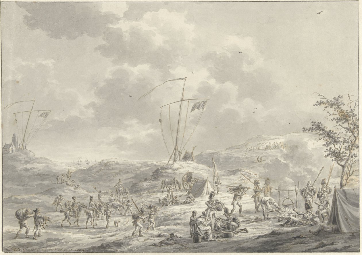 Kamp van het Russisch leger te Callantsoog in 1799 door Dirk Langendijk