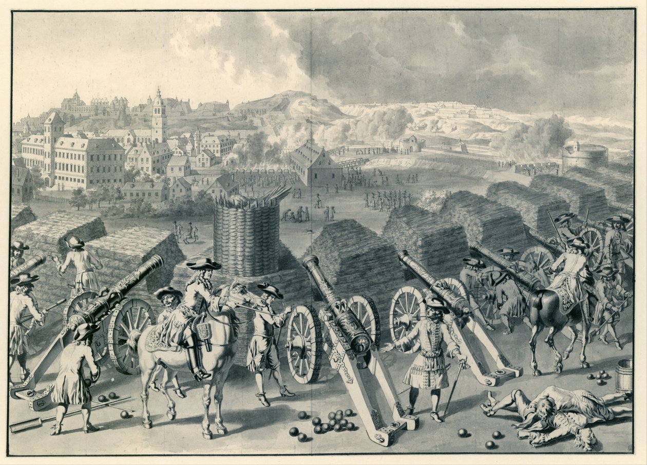 Gezicht op Namen vanuit het noorden tijdens het beleg van 1695 door Dirk Maas (possibly)
