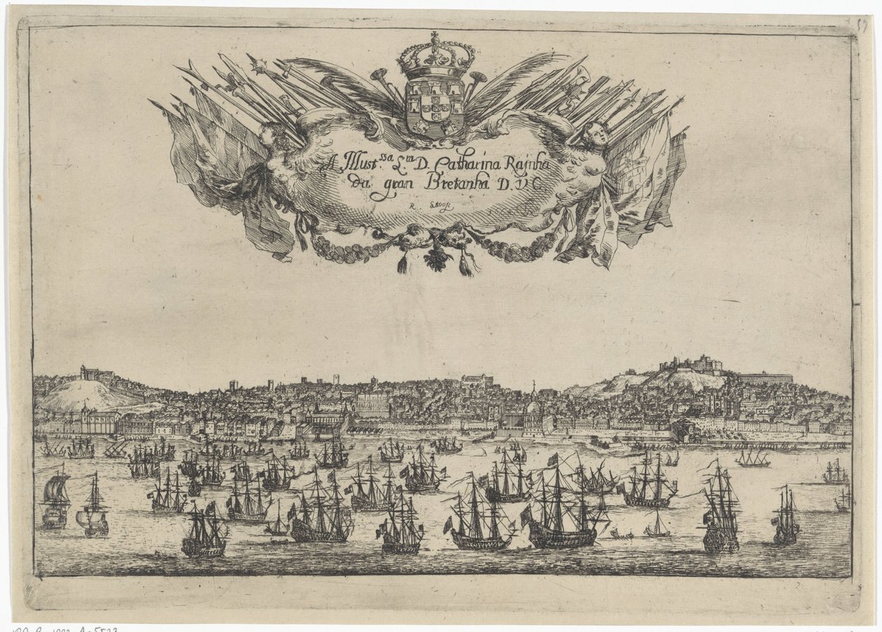Gezicht op de stad en de haven van Lissabon door Dirk Stoop