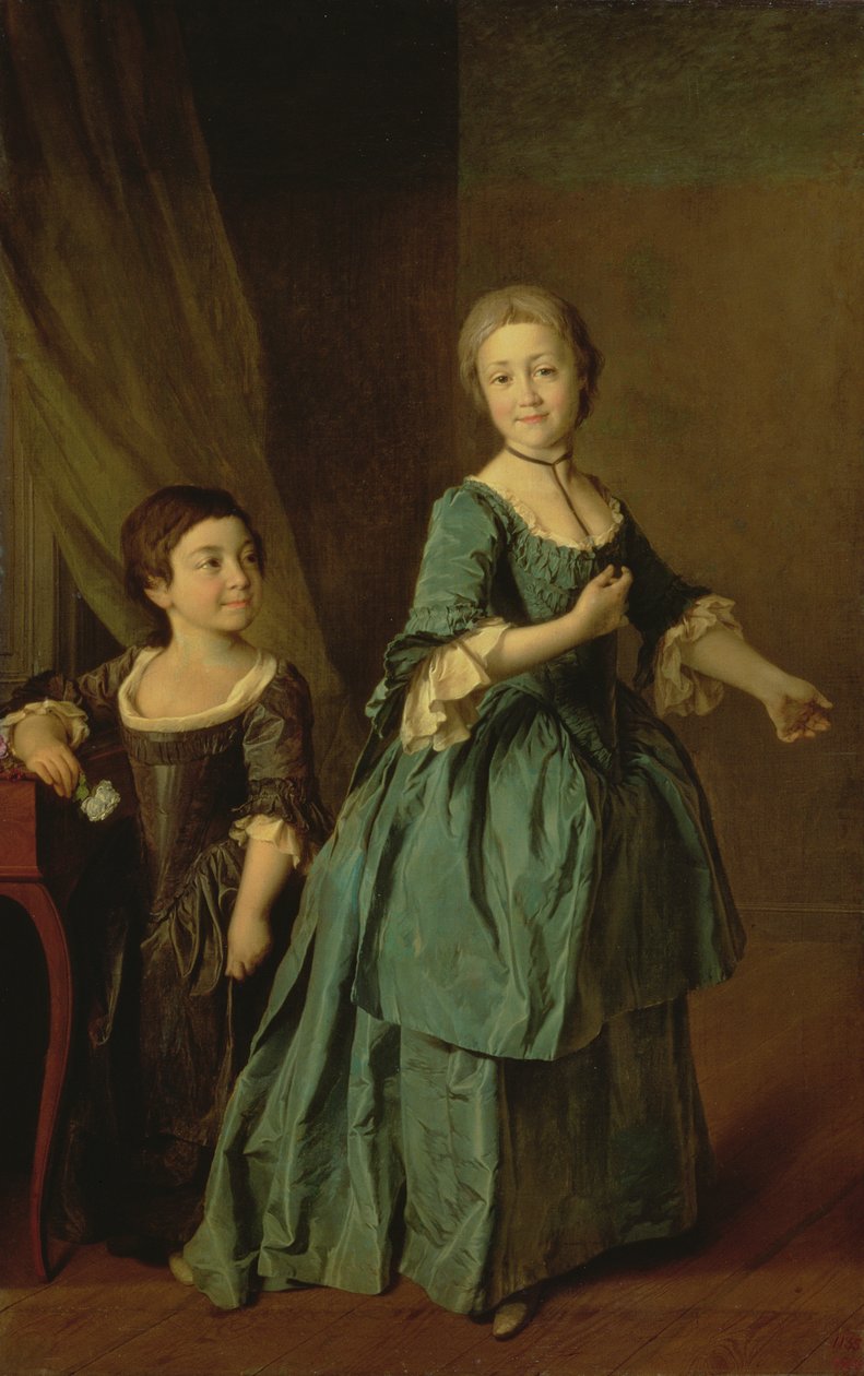 Portret van Feodosia Rzhevskaya (1760-95) en Nastasia Davydova (b.1764) 1772 door Dmitri Grigorievich Levitsky