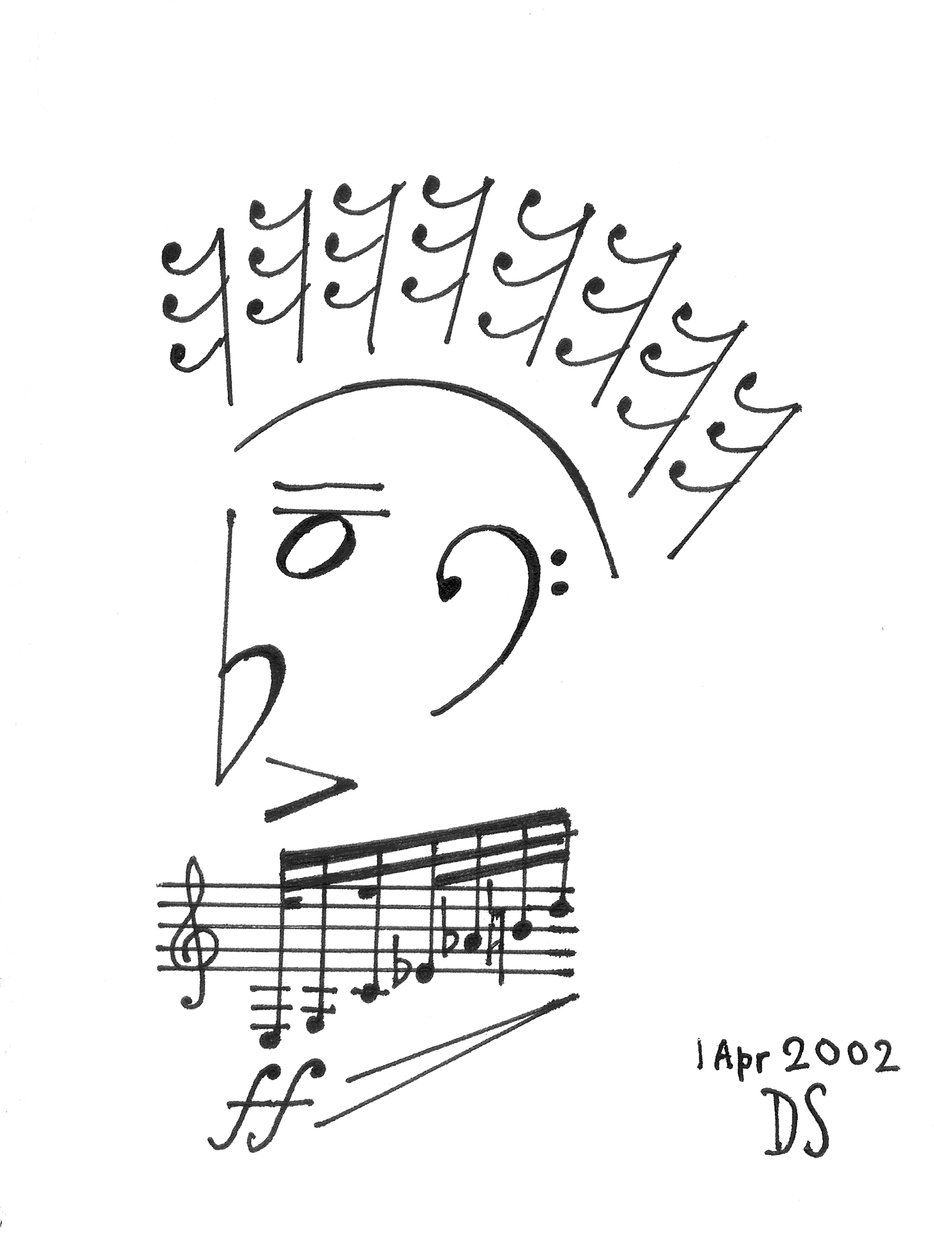 Muzikale gladiator - een gezicht getekend met muzieknotatie door Dmitri Smirnov