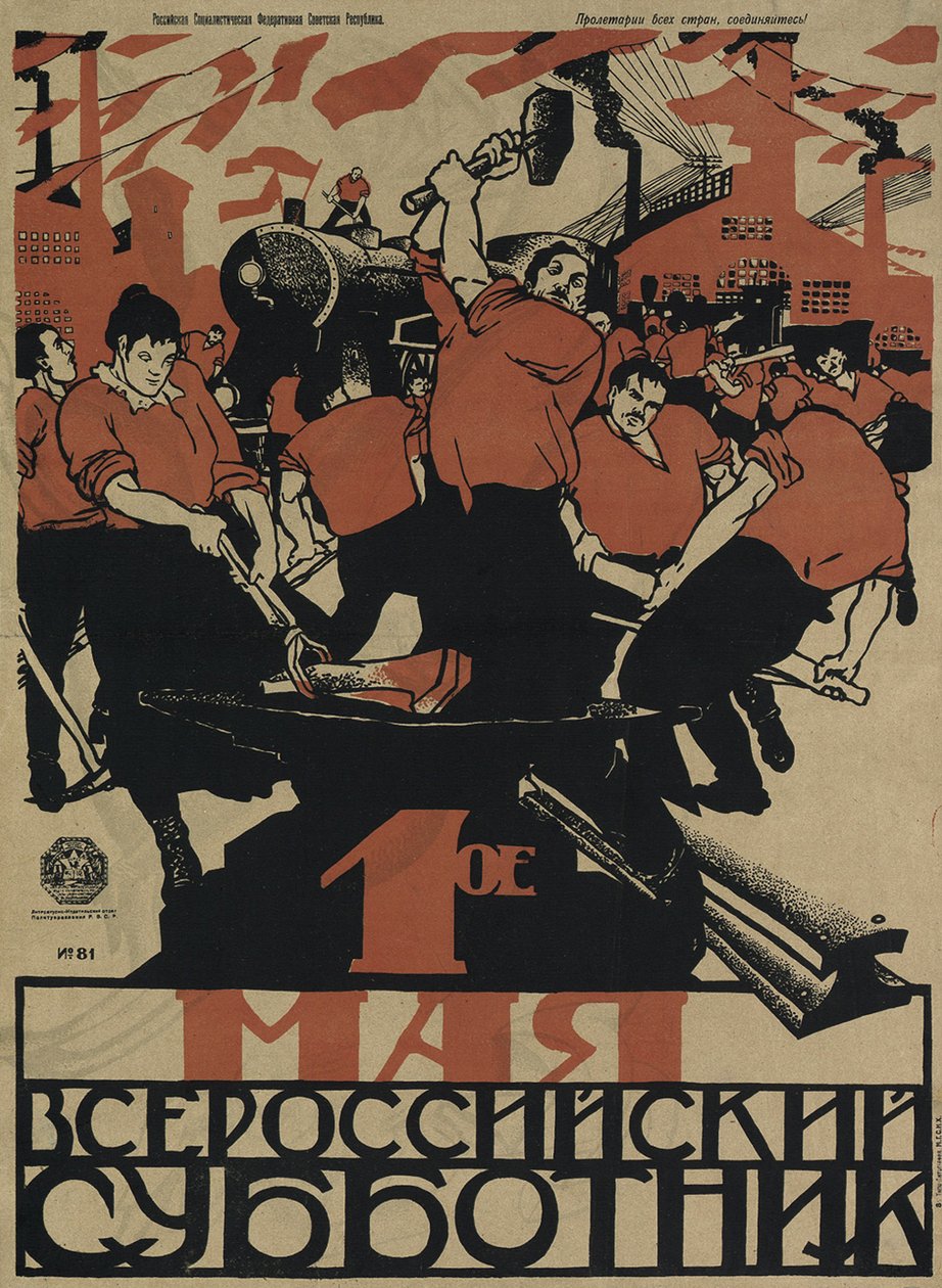 De 1e mei is de All-Russische subbotnik, 1920 door Dmitriy Stakhievich Moor