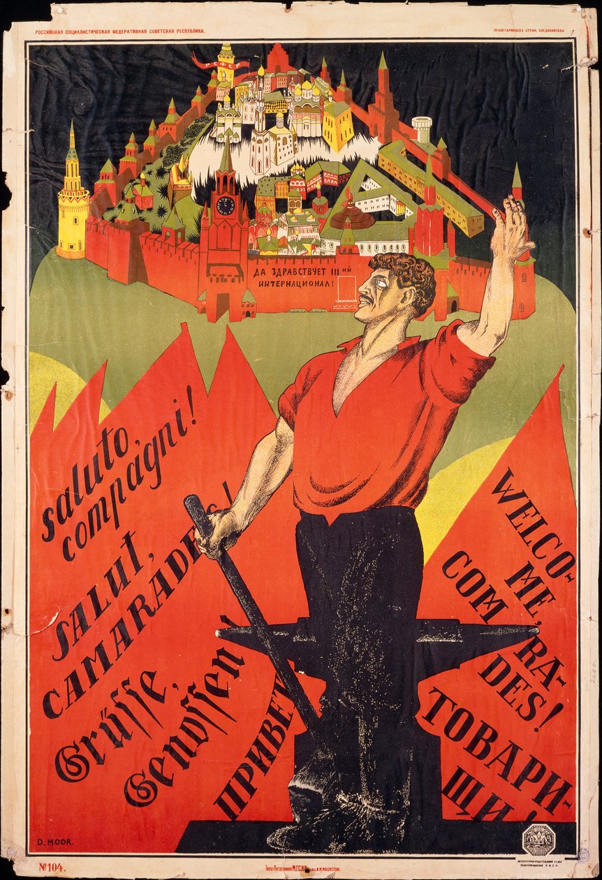 Oktoberrevolutie, Welkom kameraden! Oproep aan de revolutionaire arbeiders in het buitenland door Dmitry (1883-1946) Moor