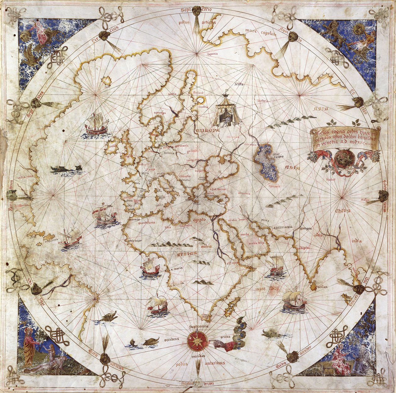 Portolaan Kaart van de Wereld, 1519 door Dolfin Bonaldo
