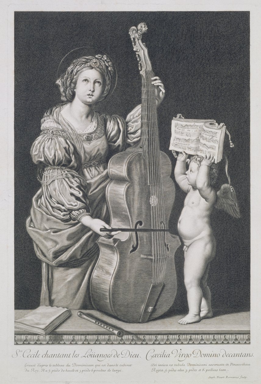 St. Cecilia zingt Gods lof, gegraveerd door Etienne Picart door Domenichino