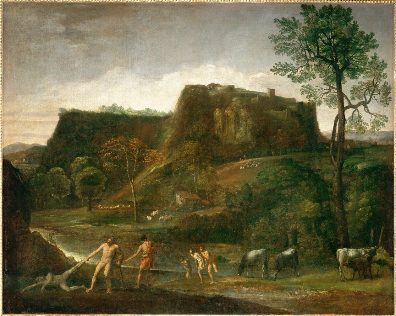 Hercules sleept Cacus uit zijn grot ... door Domenichino (1581 1641)