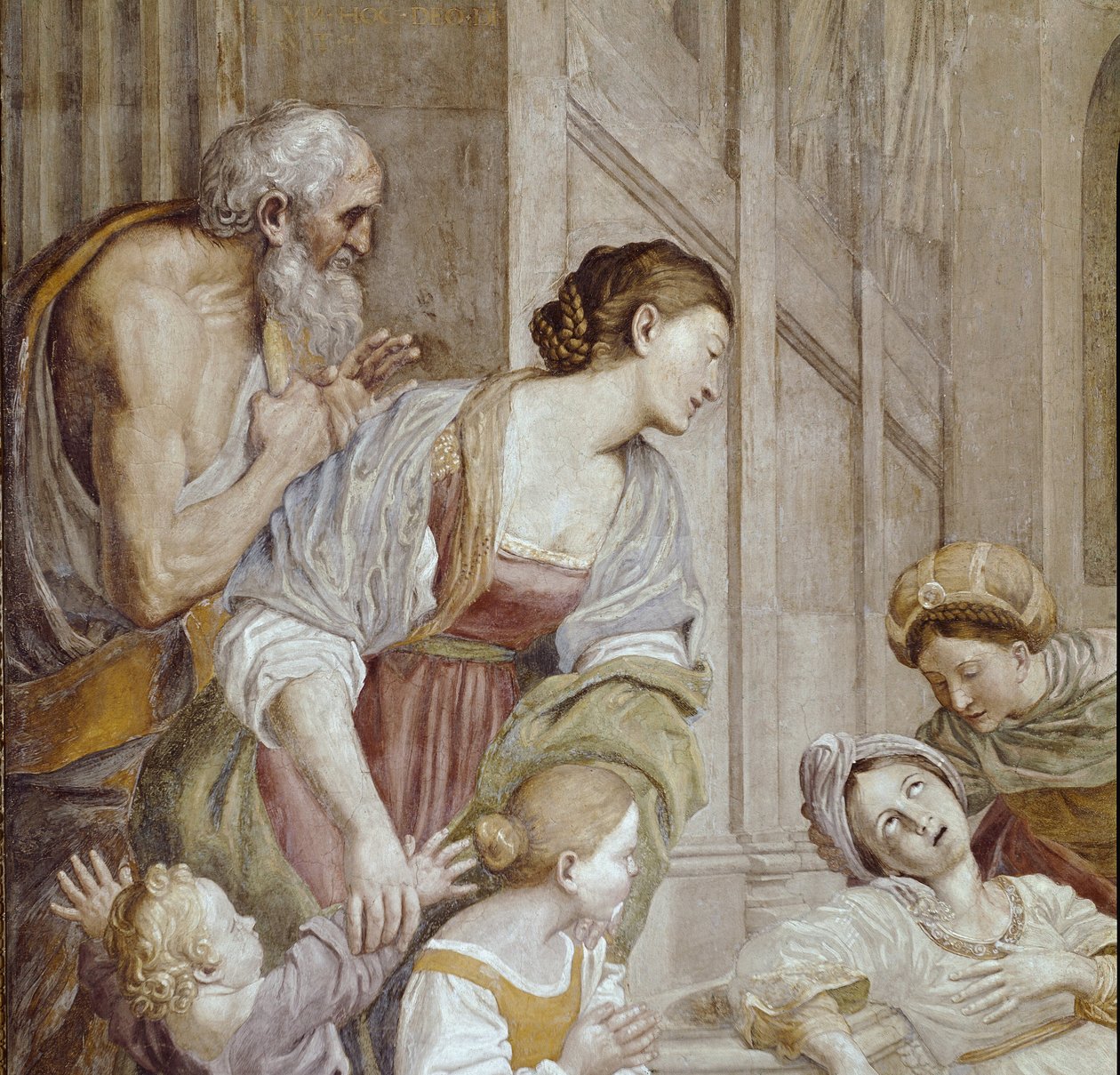 Verhaal van St. Cecilia: Dood van St. Cecilia, detail (Fresco) door Domenichino