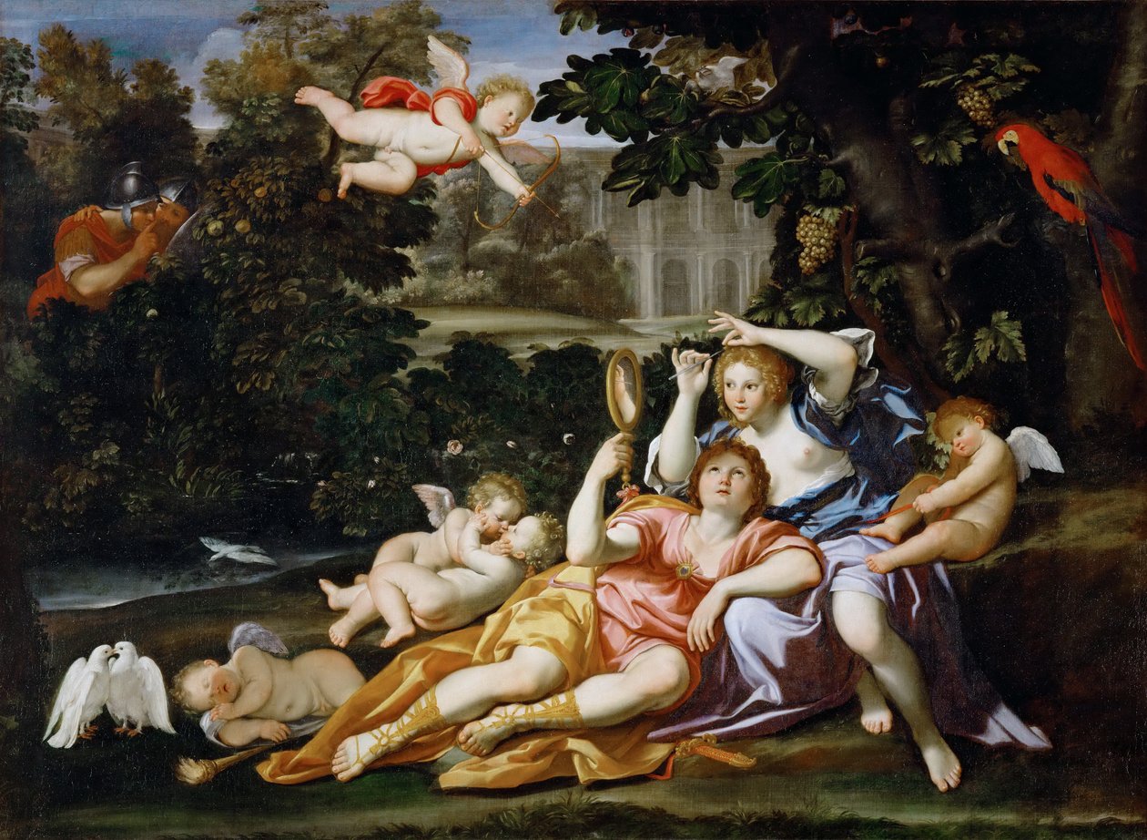 Rinaldo presenteert Armida een spiegel door Domenichino