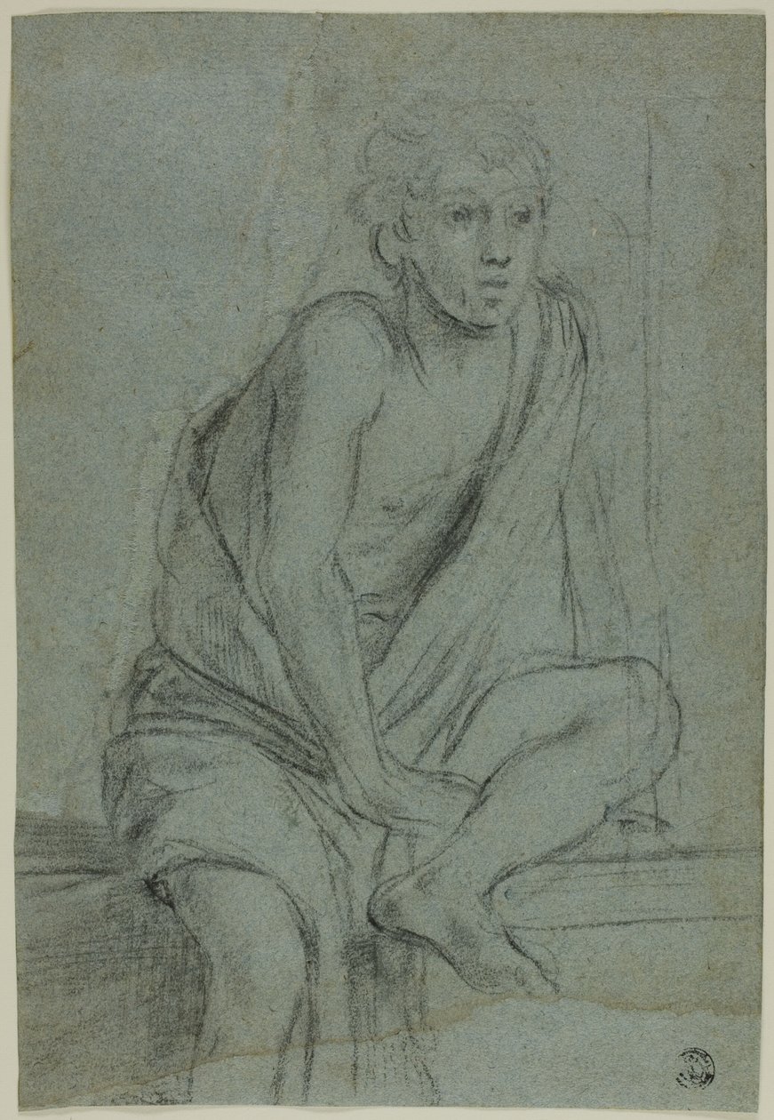 Zittende Jongeling: Studie voor Geseling van Sint Andreas door Domenichino
