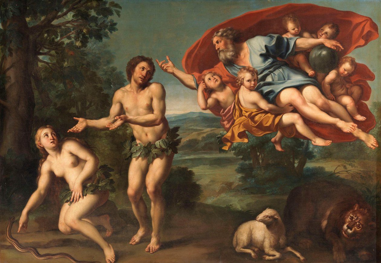 De verdrijving van Adam en Eva door Domenichino