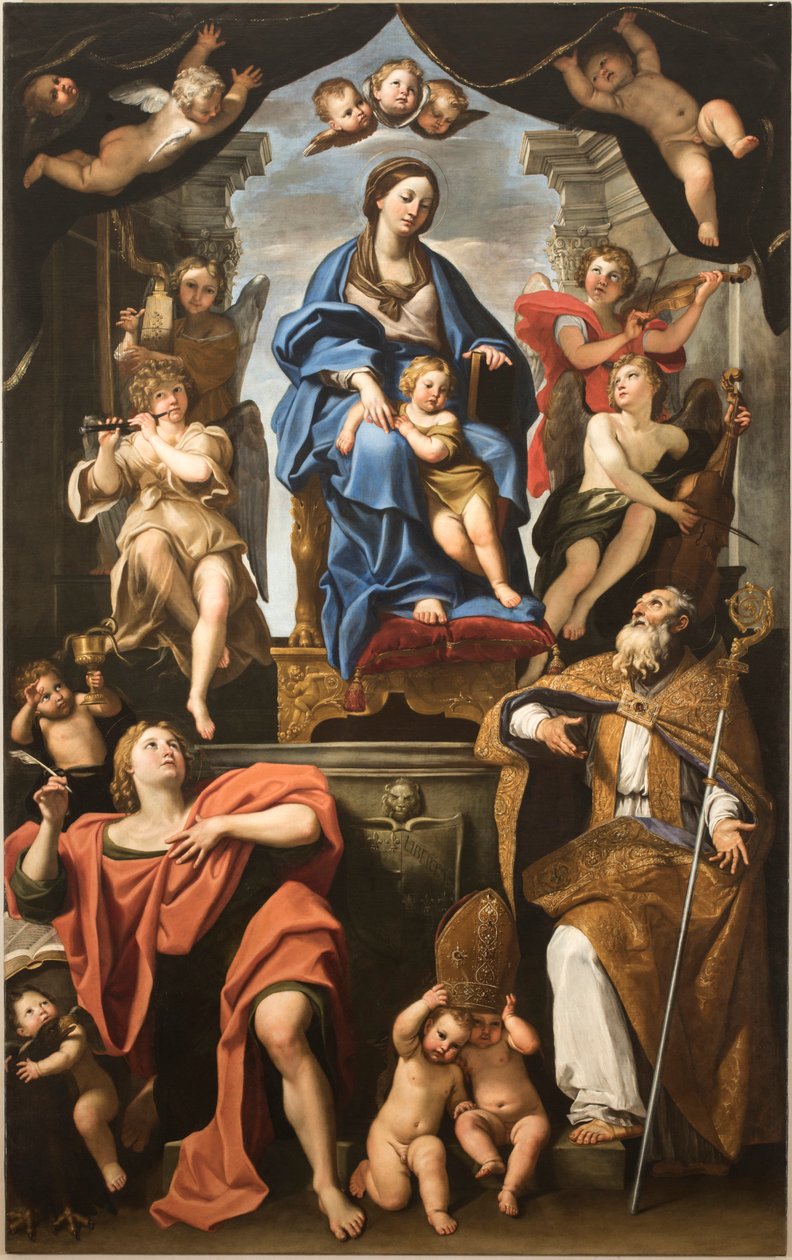Maagd en Kind met Heiligen Petronius en Johannes de Evangelist door Domenichino