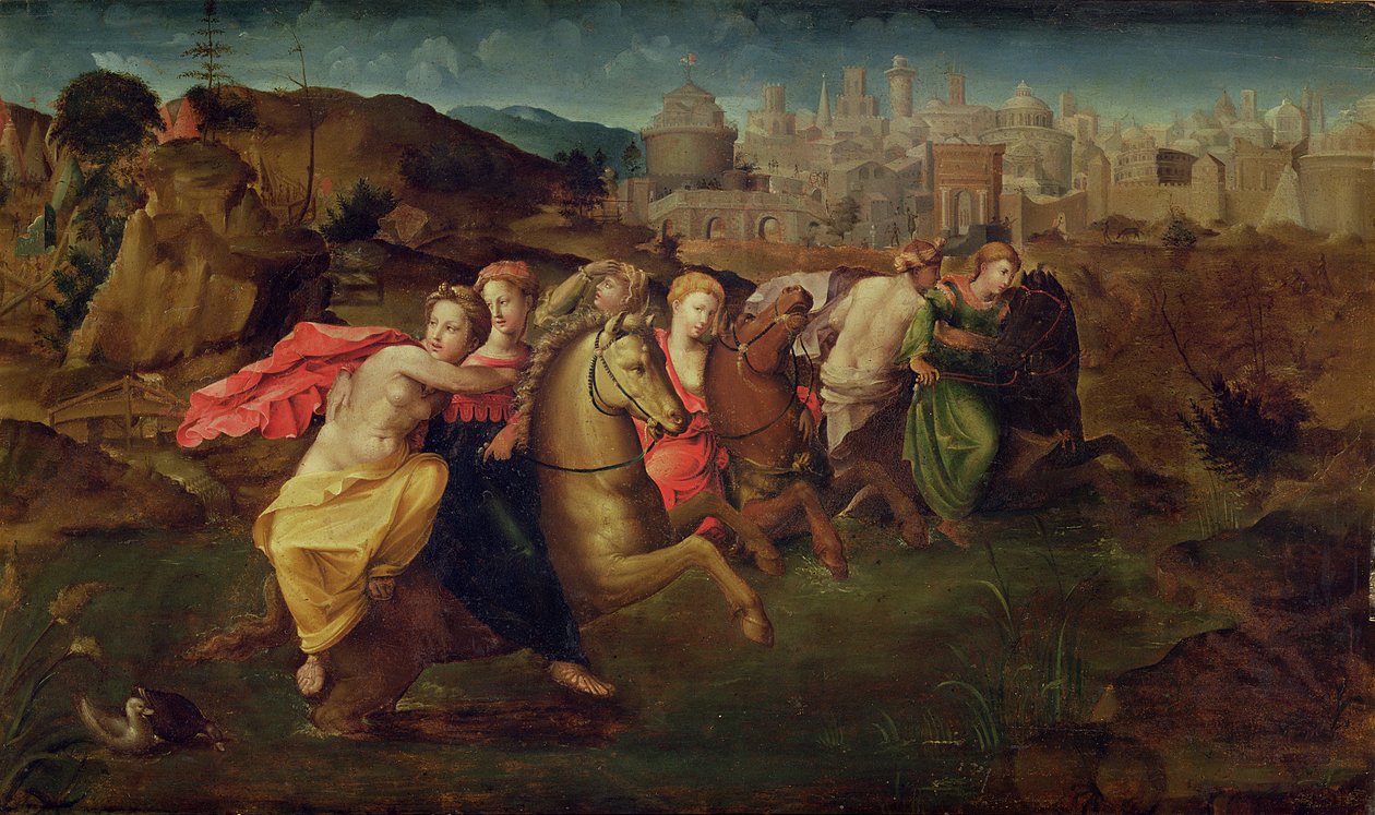 Cloelia en de Maagden vluchten van het Veld van Porsenna, c.1530-35 door Domenico di Pace Beccafumi  