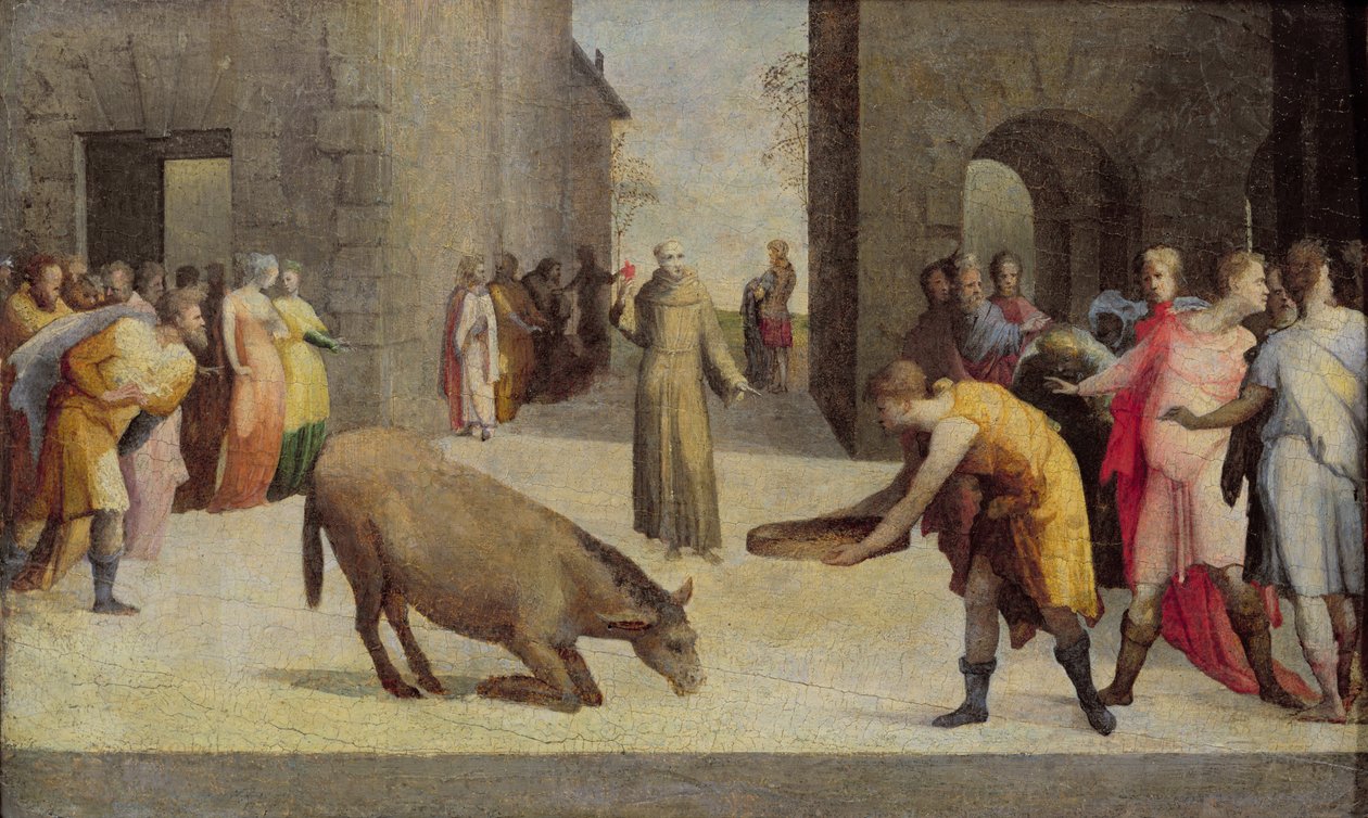 St. Antonius van Padua en het wonder van de ezel, 1537 door Domenico di Pace Beccafumi  