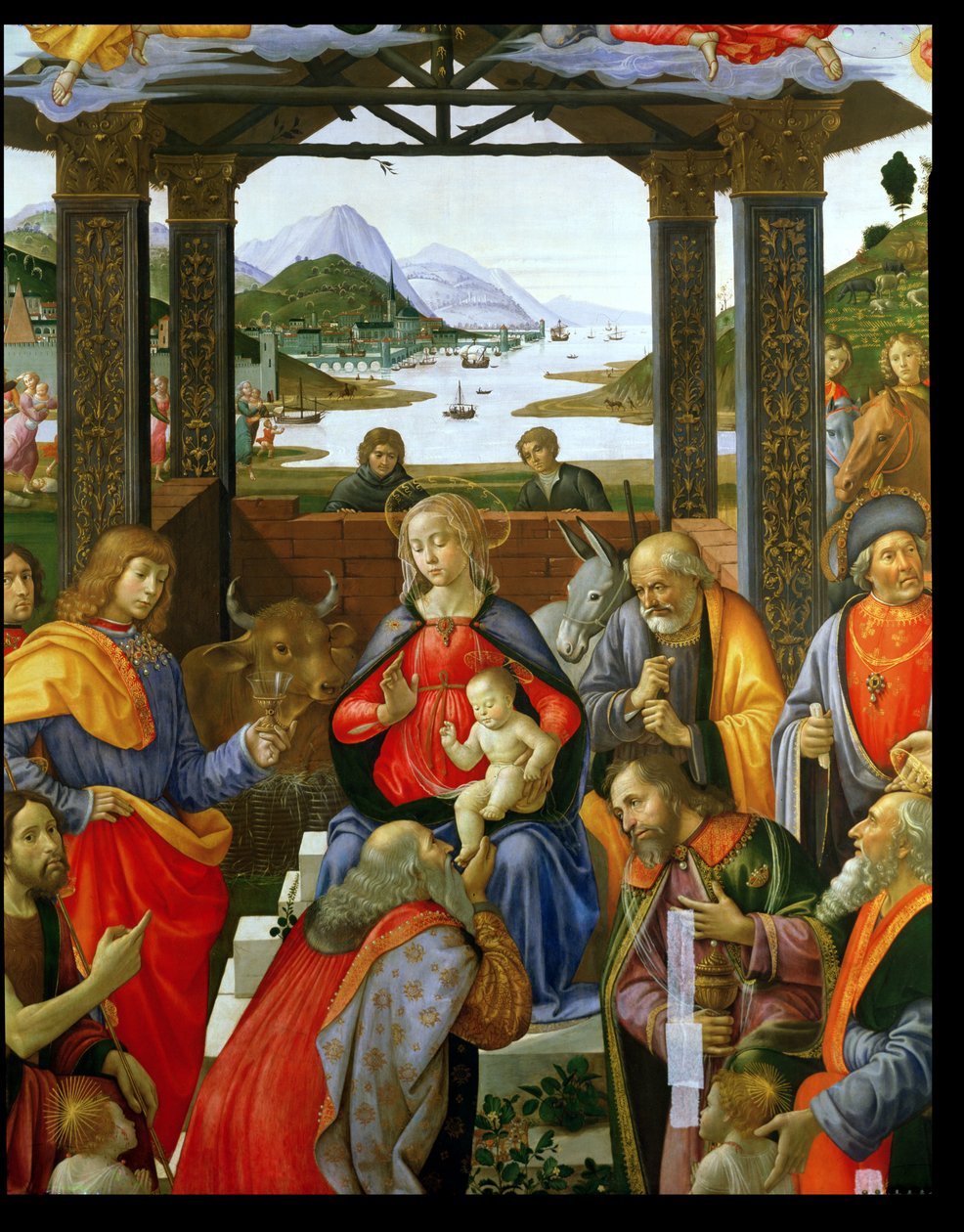 Aanbidding der Wijzen, 1488 (detail) door Domenico Ghirlandaio