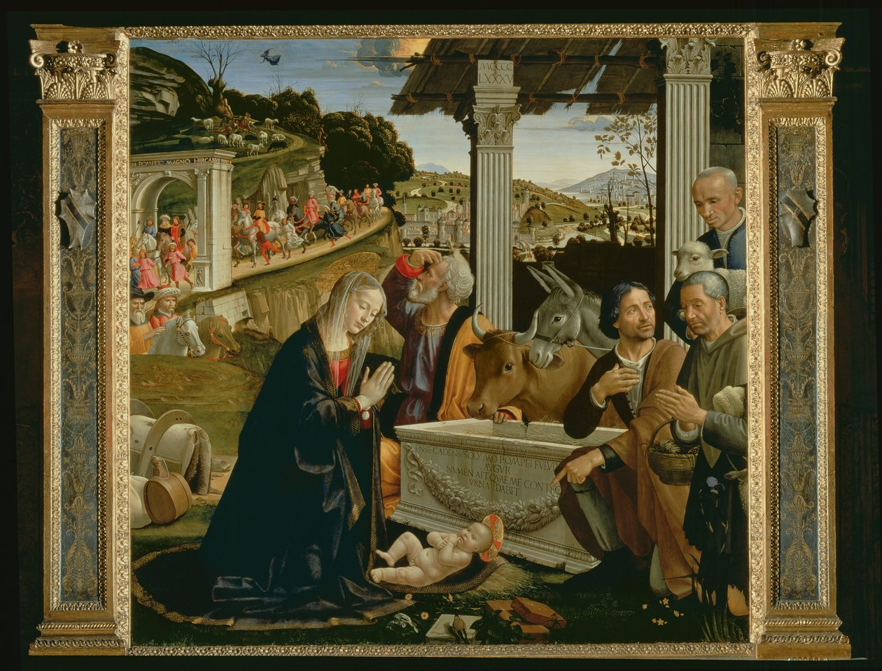 Aanbidding van de Herders, 1485 (detail) door Domenico Ghirlandaio