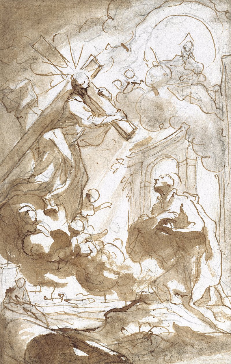 Christus, die zijn kruis draagt, verschijnt aan Sint Ignatius van Loyola door Domenico the Elder Piola