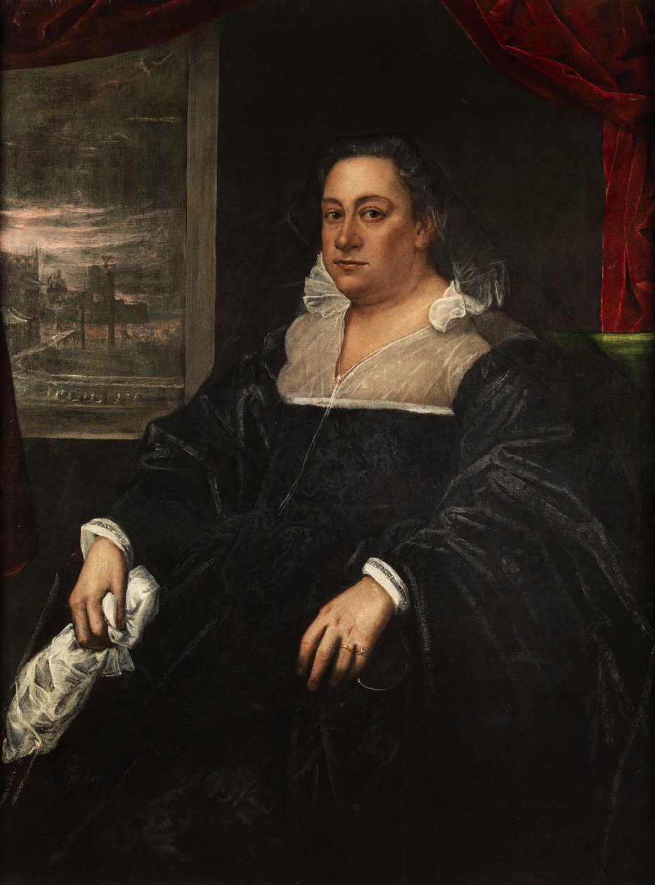 Portret van een Dogaressa (echtgenote van een Venetiaanse Doge) door Domenico Robusti Tintoretto