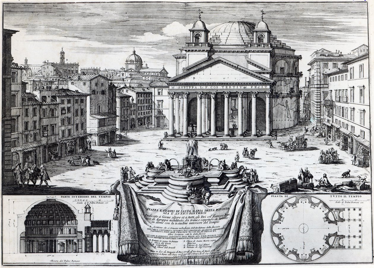 Piazza della Rotonda met uitzicht op het Pantheon door Domenico de