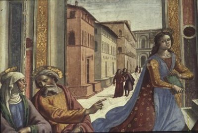 De Maagd Maria in de Tempel (detail) door Domenico Ghirlandaio