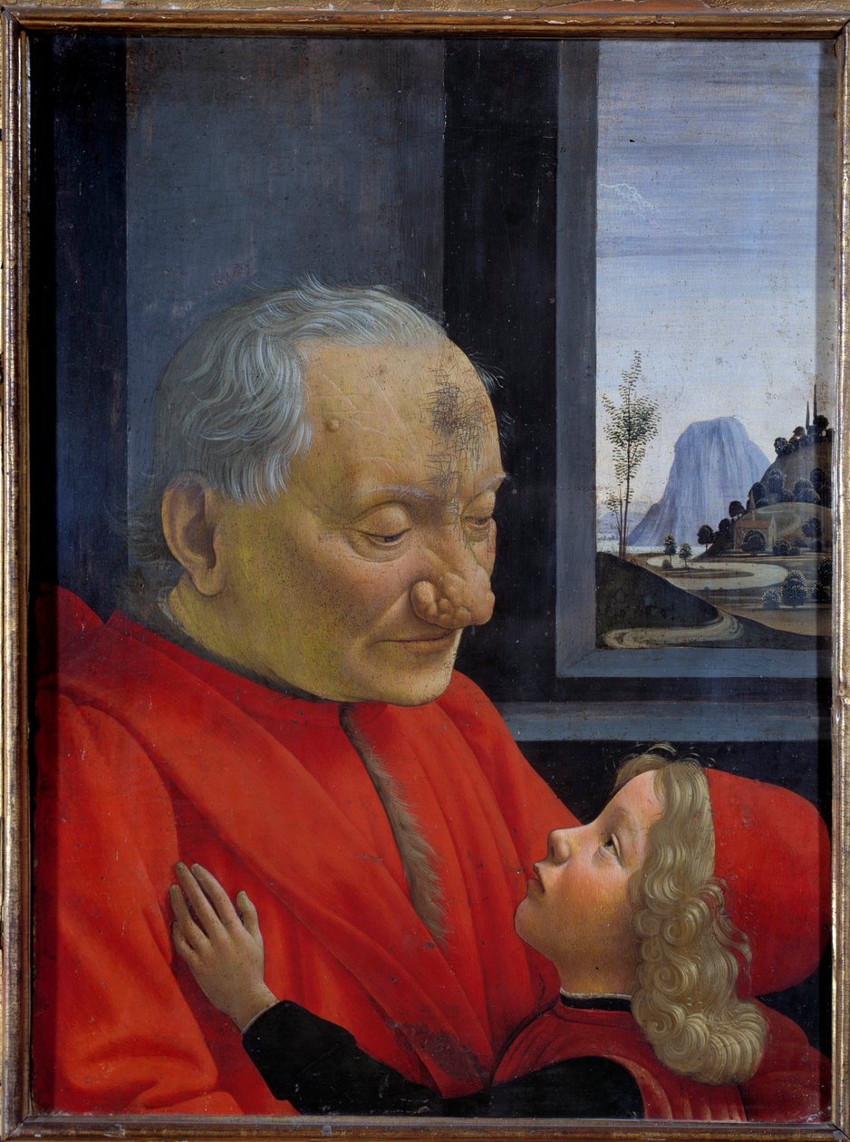 Portret van een oude man en een jonge jongen door Domenico Ghirlandaio