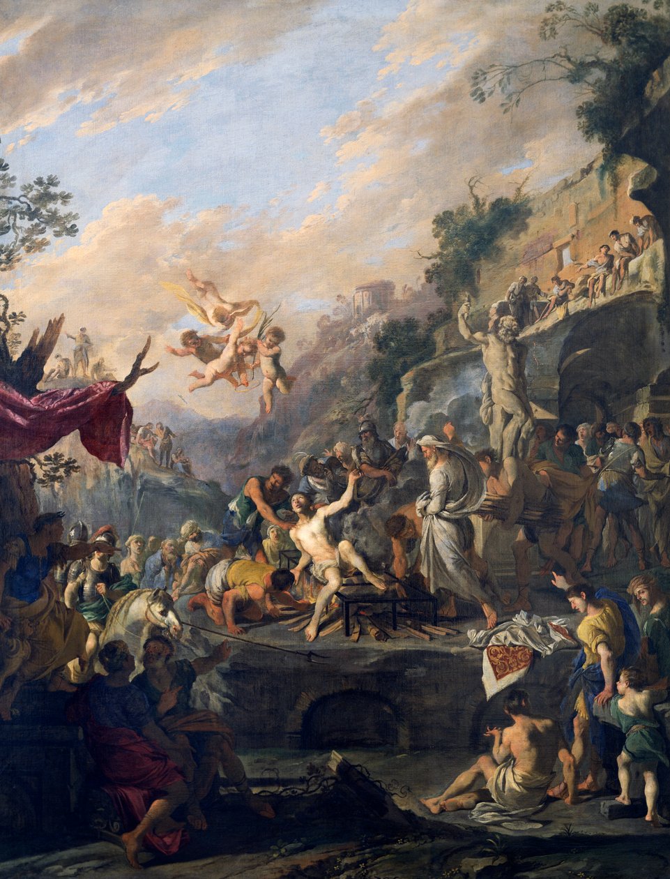 Martelaarschap van Sint Laurentius, schilderij door Domenico Gargiulo genaamd Micco Spadaro, Italië door Domenico Gargiulo