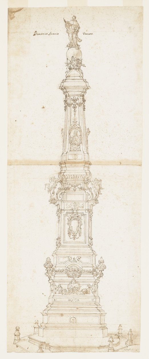 Ontwerp voor de obelisk van St. Dominic, Piazza San Domenico Maggiore, Napels door Domenico Antonio Vaccaro