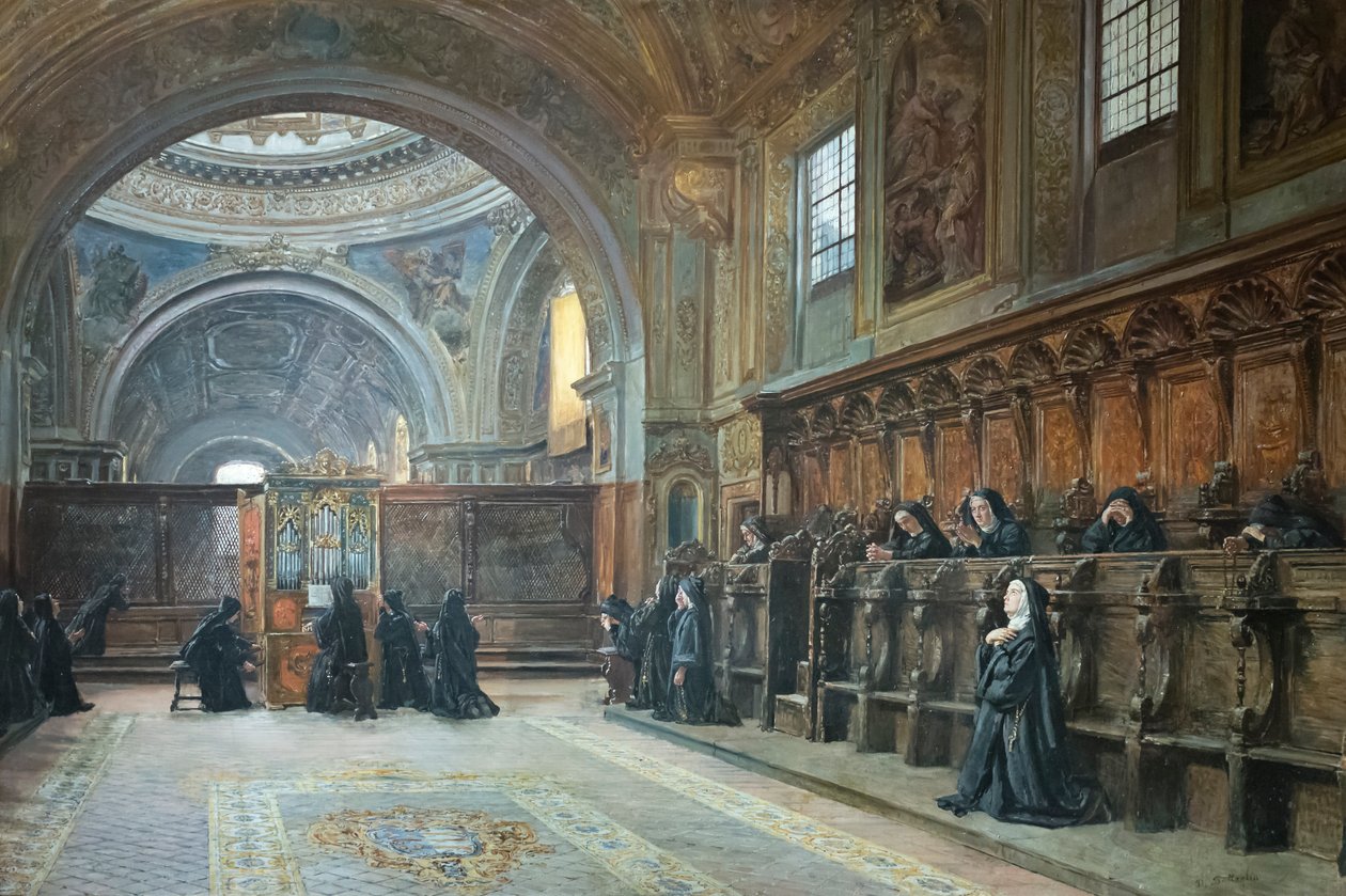 Het koor van de kerk van Santa Maria Donnaregina Nuova, tweede helft van de 19e eeuw door Domenico Battaglia