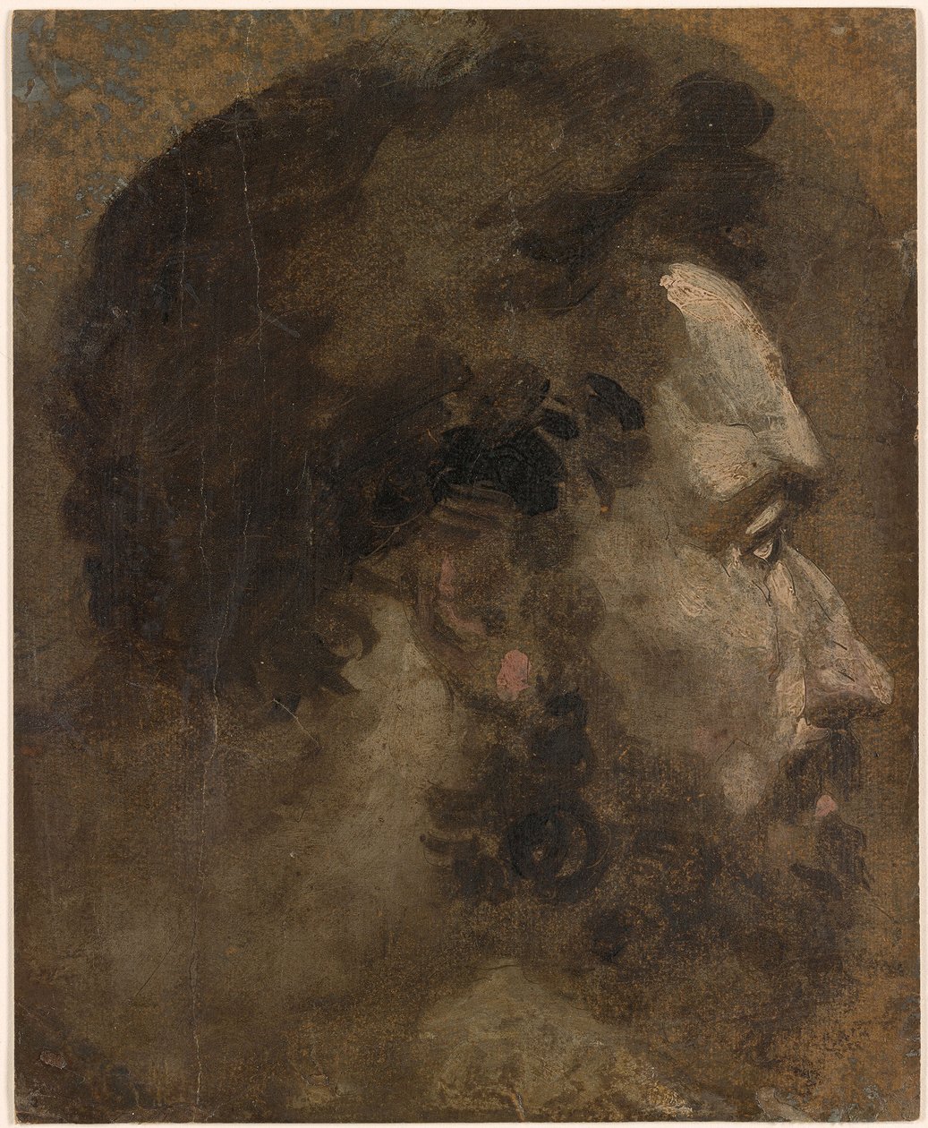 Beccafumi - Kop van een man met baard in profiel naar rechts, ca. 1530-1535 door Domenico Beccafumi