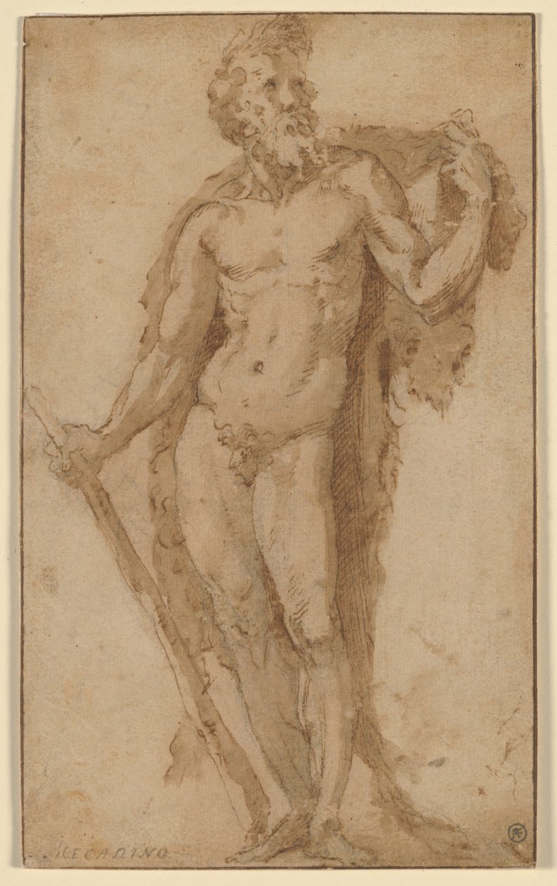 Hercules, staand met een knots door Domenico Beccafumi