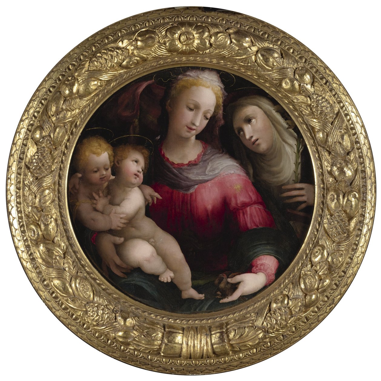 Madonna en kind met het kindje Johannes de Doper en de heilige Catharina van Siena door Domenico Beccafumi