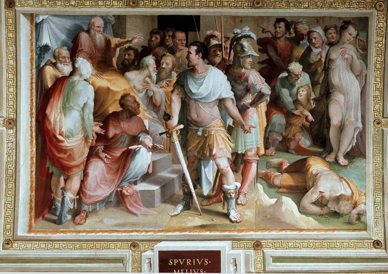 De moord op de rijke Romeinse plebejer Spurius Maelius door Domenico Beccafumi