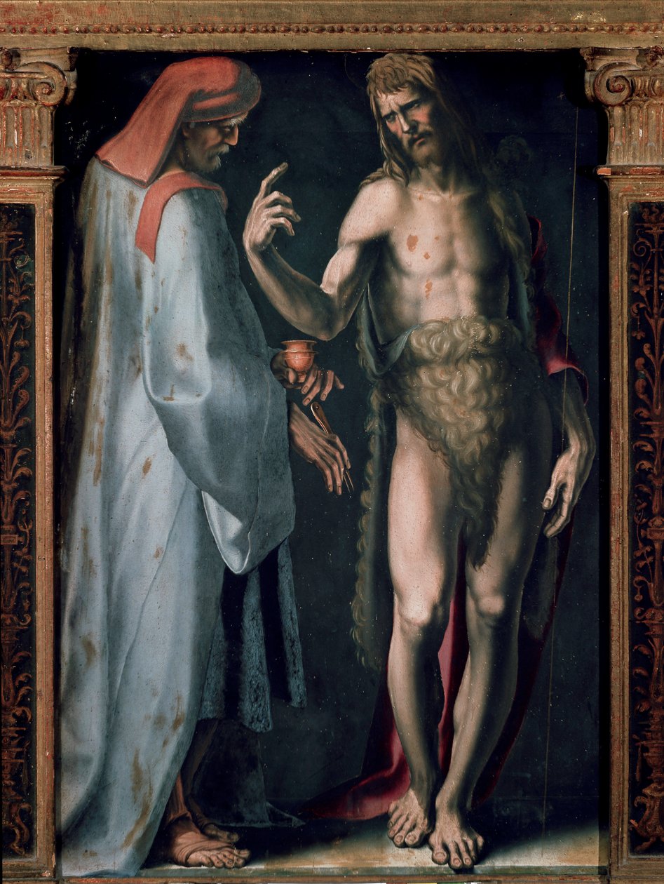 Drieluik van de Drie-eenheid (detail linkerpaneel) door Domenico Beccafumi