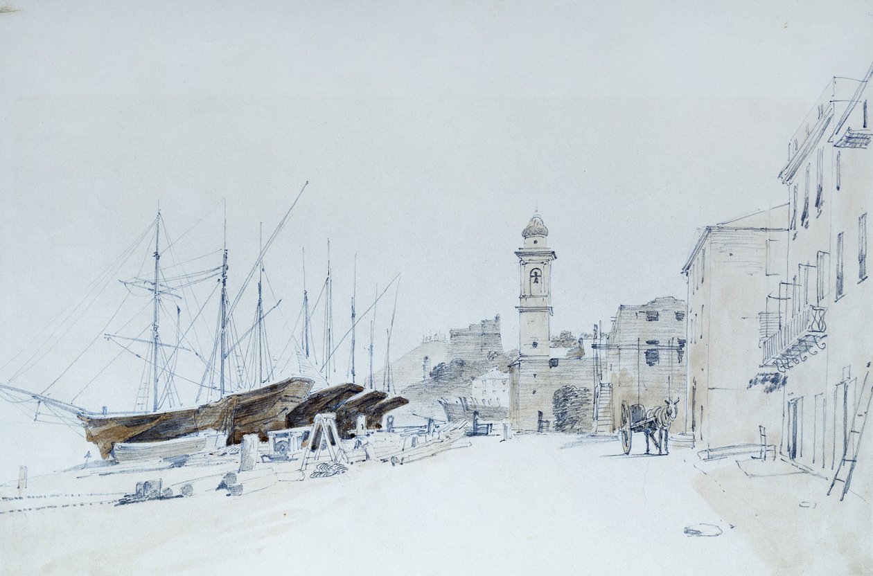 Uitzicht op wapens in Taggia, ca. 1860 door Domenico Cambiaso