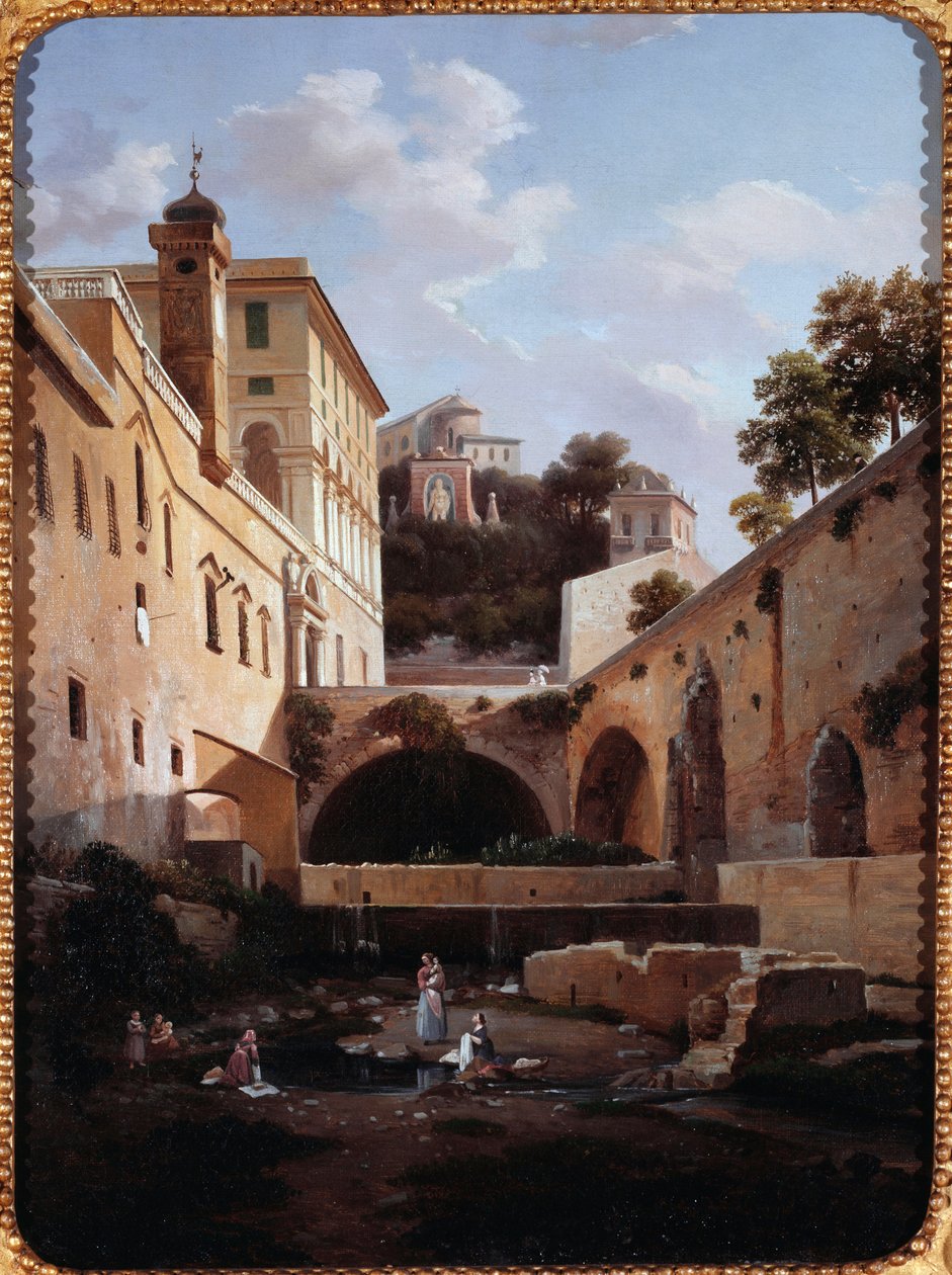 Zijaanzicht van villa del Principe of palazzo di Andrea Doria in Genes, Italië door Domenico Cambiaso