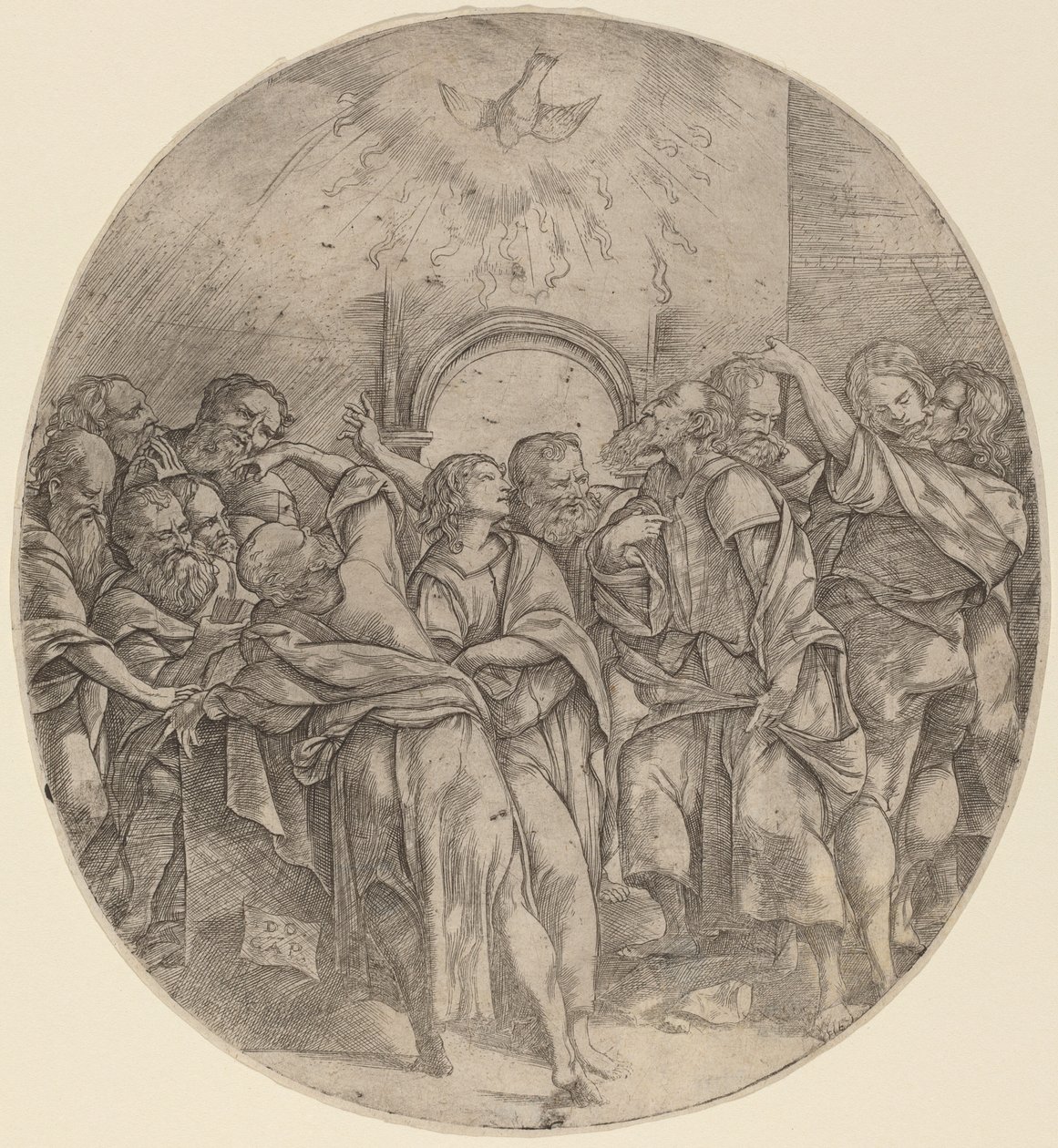 De Nederdaling van de Heilige Geest door Domenico Campagnola