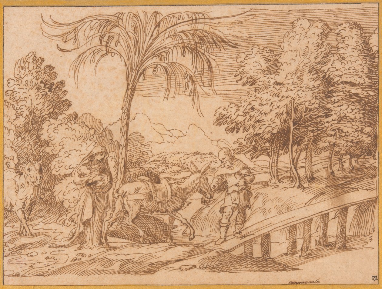 De Vlucht naar Egypte door Domenico Campagnola