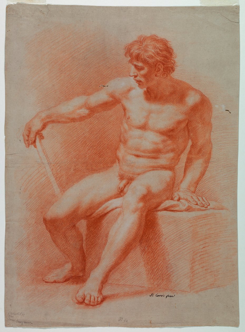 Tekening, Tekening, Naakt, ca. 1740 door Domenico Corvi
