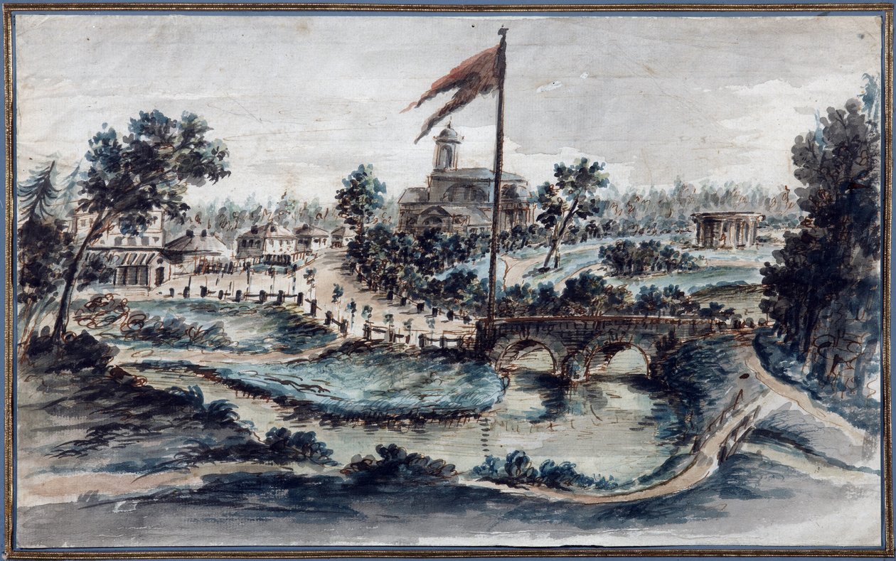 Uitzicht op het Pavlovsk Park met het ziekenhuis van St. Maria Magdalena door Domenico Felice Lamoni