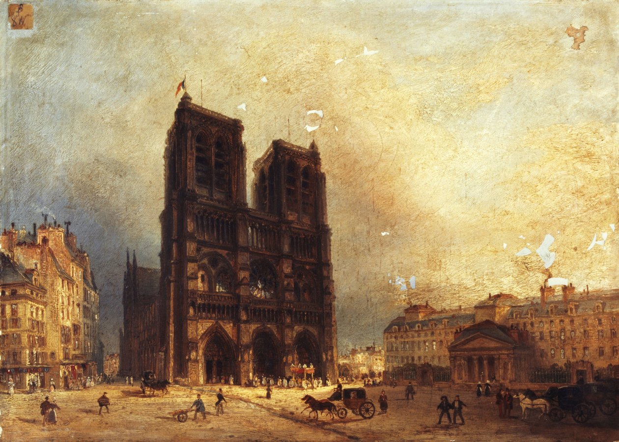 Vue du parvis de Notre-Dame, circa 1835 door Domenico Ferri