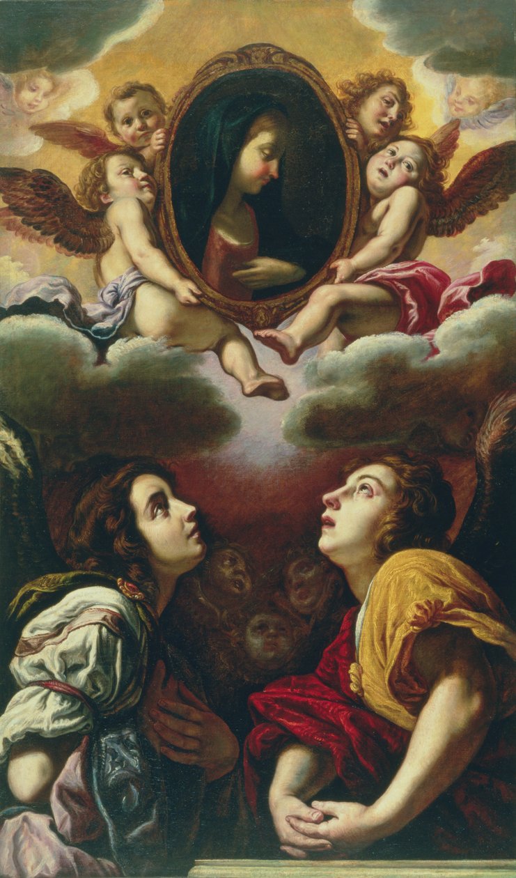 Vliegende en aanbiddende engelen, 1613-4 door Domenico Fetti or Feti