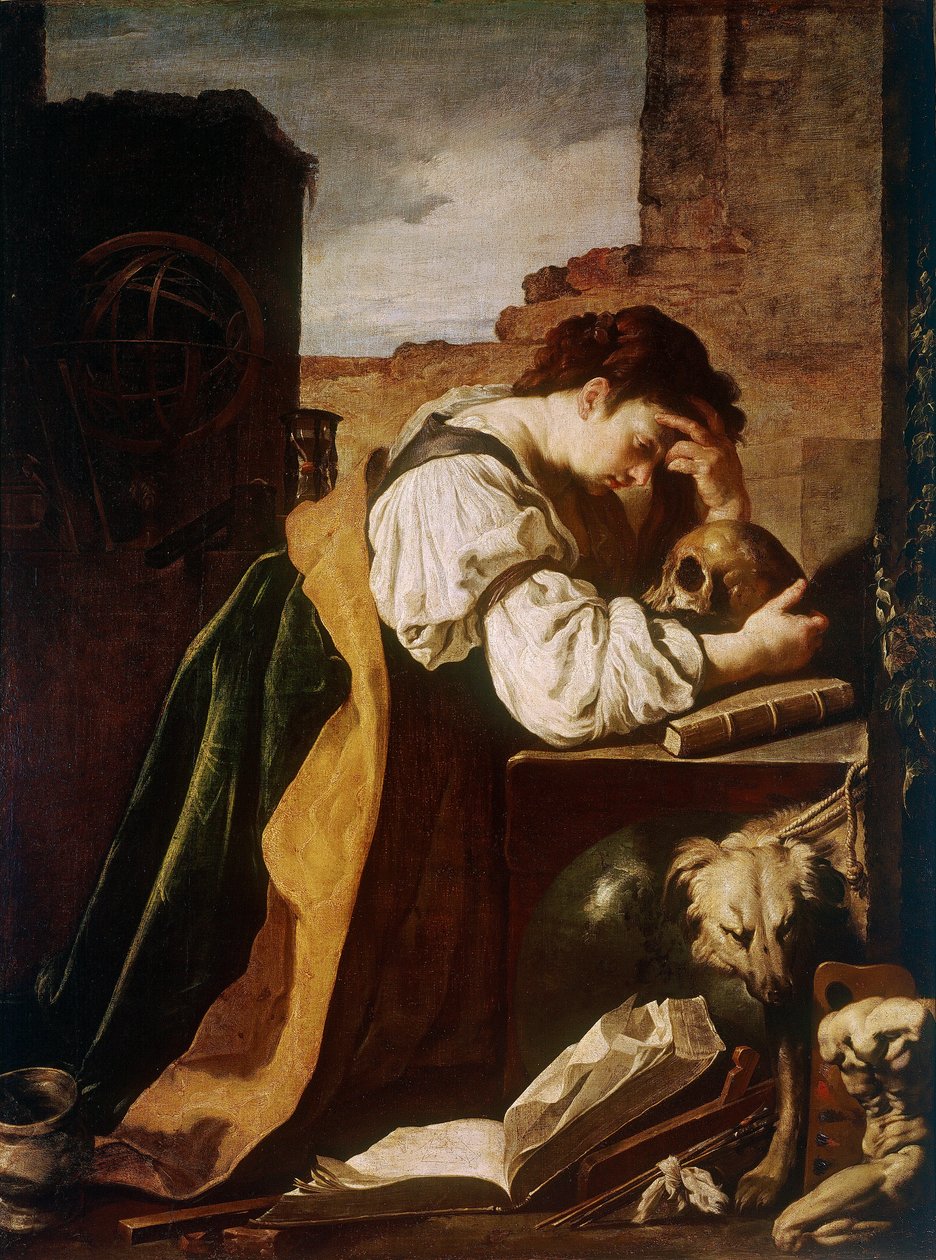 Melancholie door Domenico Fetti or Feti