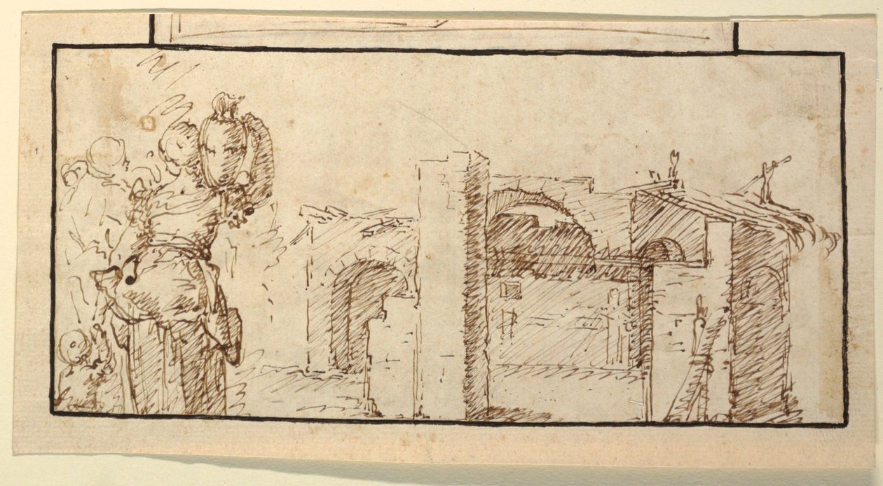 Vrouw met water door Domenico Gargiulo, called Micco Spadaro