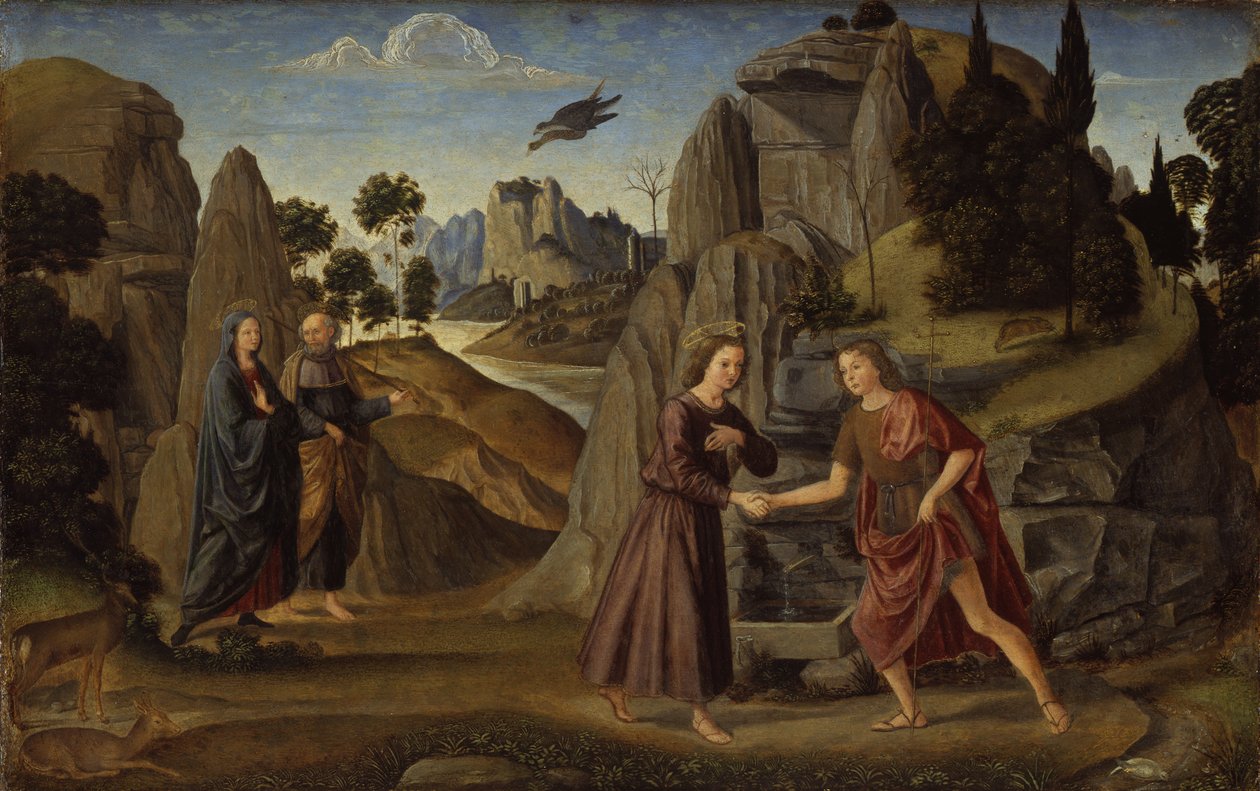 Ontmoeting van het Christuskind met de jonge Johannes door Domenico Ghirlandaio