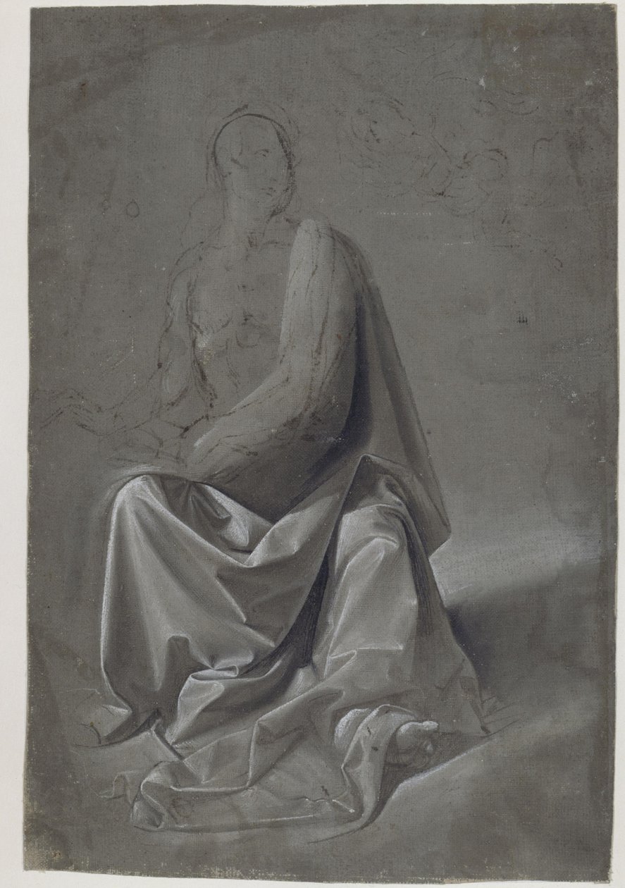 Draperiestudie (mogelijk studie van het gewaad van Matteüs de Evangelist) door Domenico Ghirlandaio