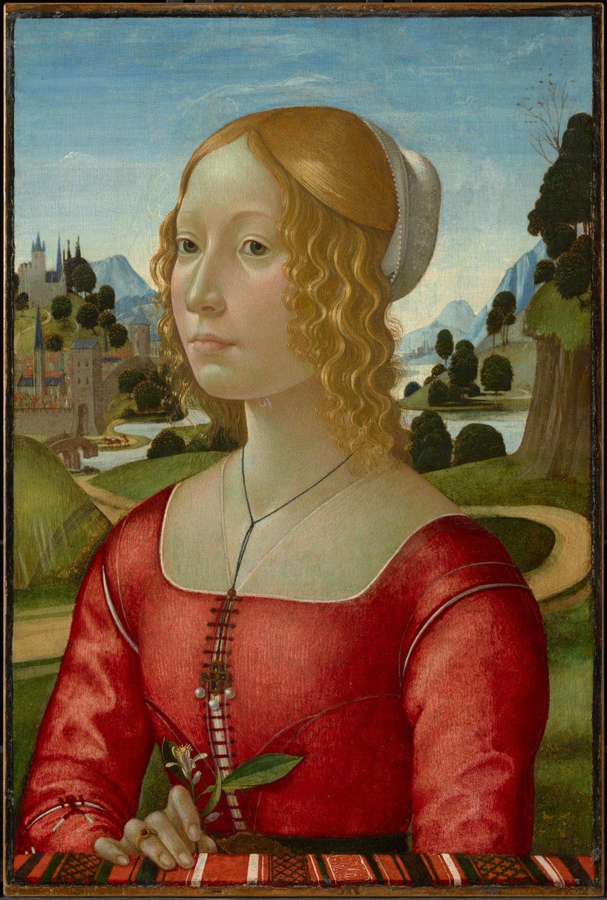 Portret van een dame door Domenico Ghirlandaio