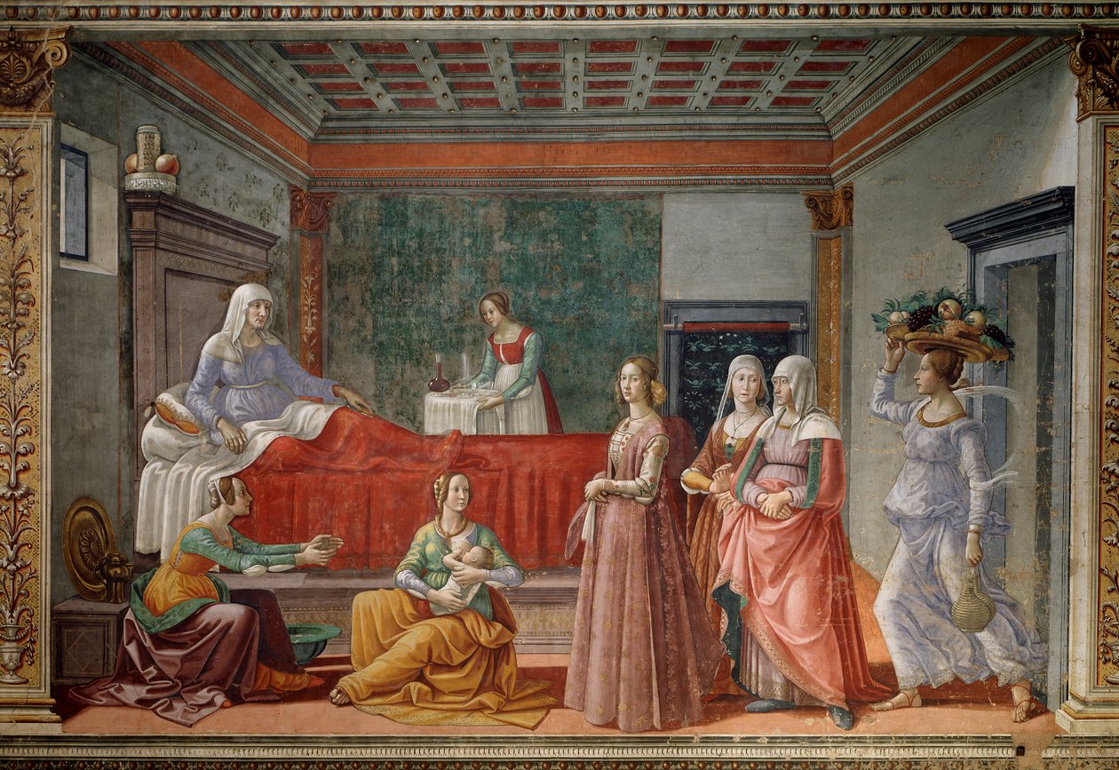 De Geboorte van Johannes de Doper door Domenico Ghirlandaio