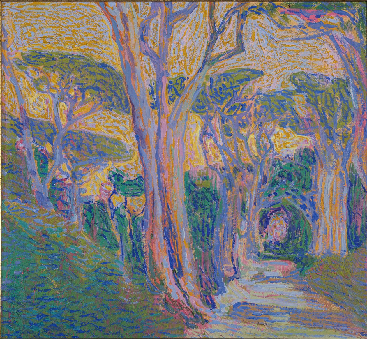 Pijnboombos in Portofino, c.1920 door Domenico Guerello