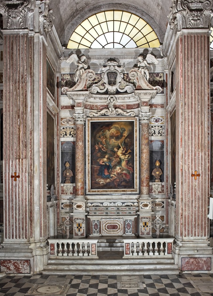 Annunciatie, altaar, zesde kapel, c.1679 door Domenico I Piola