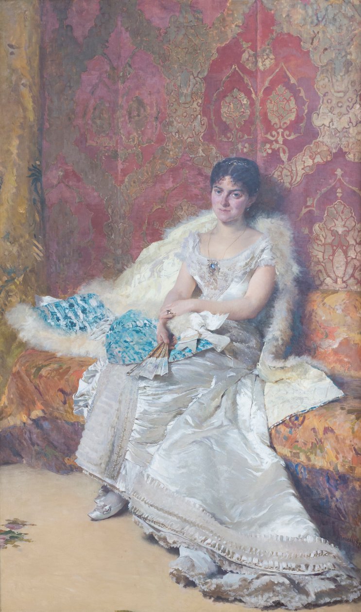 Portret van Teresa Maglione Oneto door Domenico Morelli
