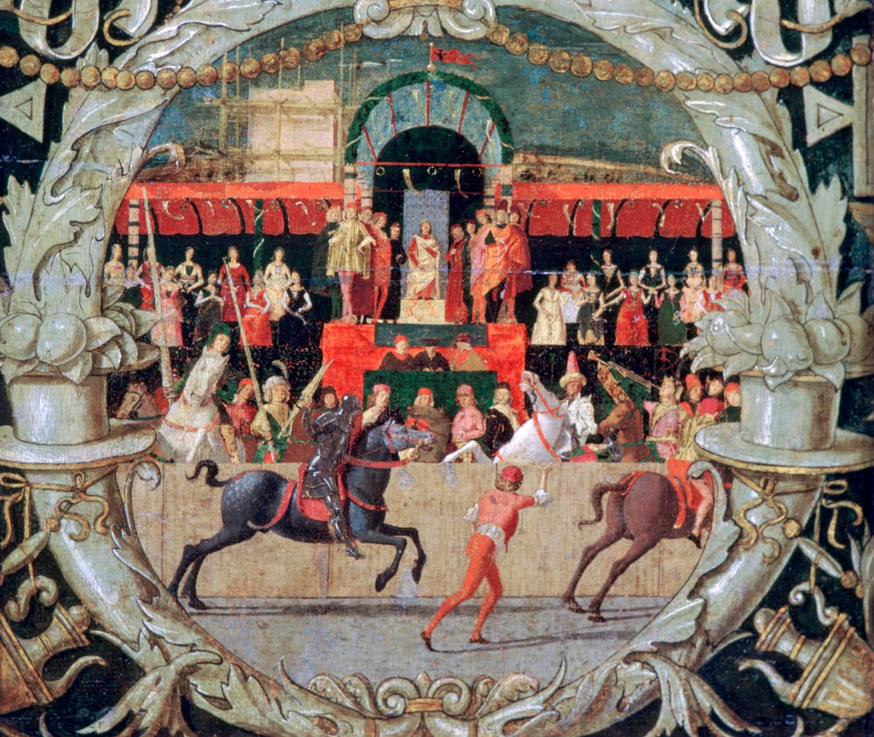 De Verkrachting van de Sabijnse Vrouwen voor het signaal, ca. 1490 door Domenico Morone